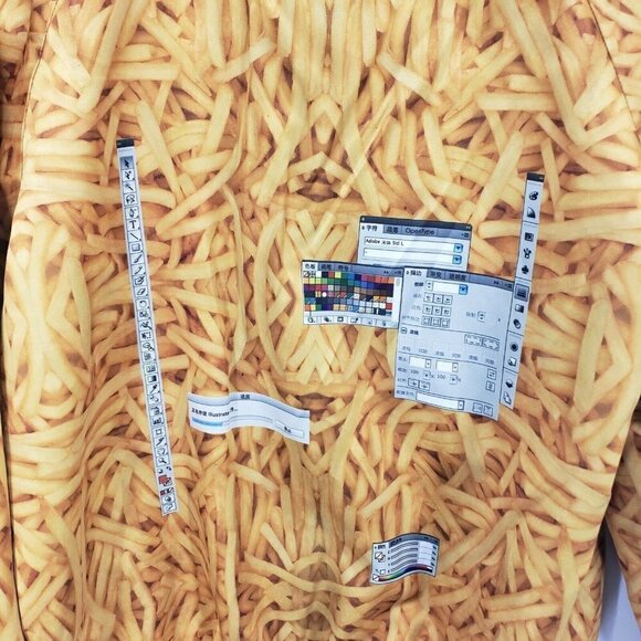 Tyakasha Bomber Jacket  Womens Medium I Like Chips French Fries Satin - Picture 6 of 6